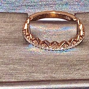 14K Solid Rose Gold Diamond Ring